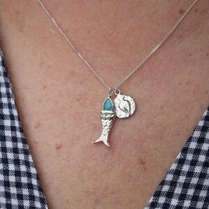 Chan Luu Mini Koi Fish Coin Turquoise Sterling Charm Necklace
